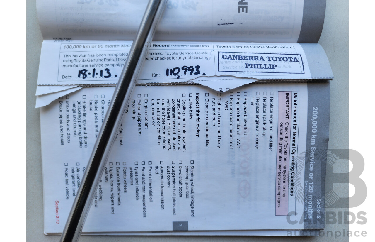 12/2008 Toyota Kluger Grande (4x4) GSU45R 4d Wagon Grey 3.5L