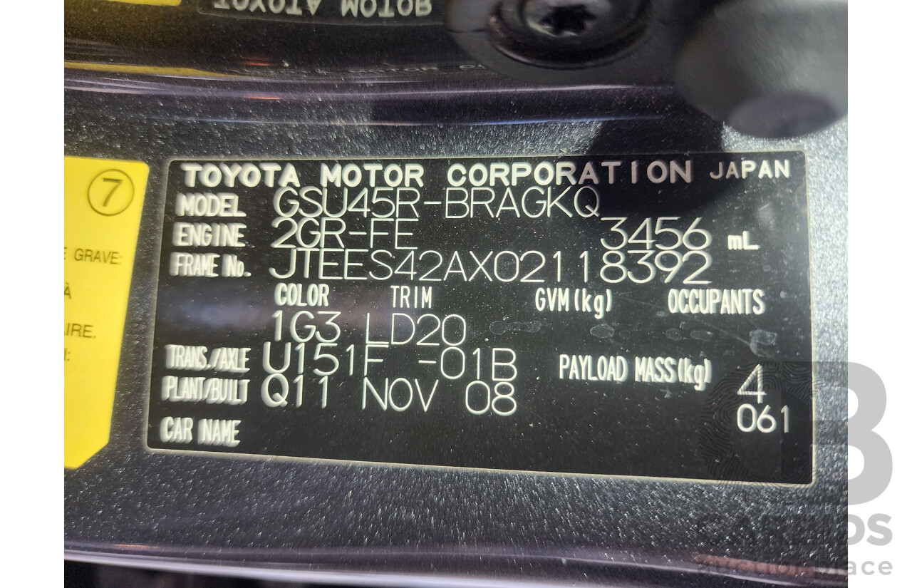 12/2008 Toyota Kluger Grande (4x4) GSU45R 4d Wagon Grey 3.5L