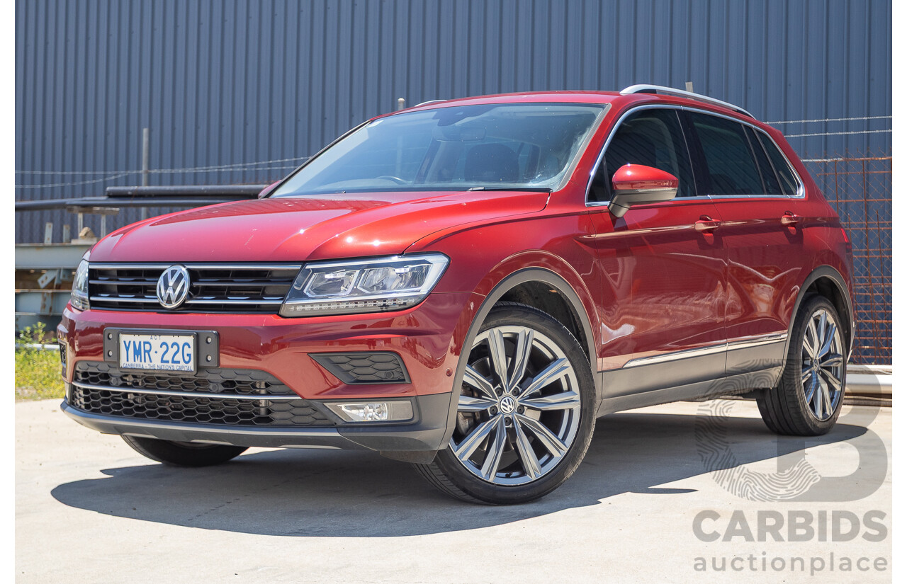 1/2018 Volkswagen Tiguan 162 TSI Sportline (AWD) 5NA MY18 4D Wagon Ruby Red Metallic Turbo 2.0L