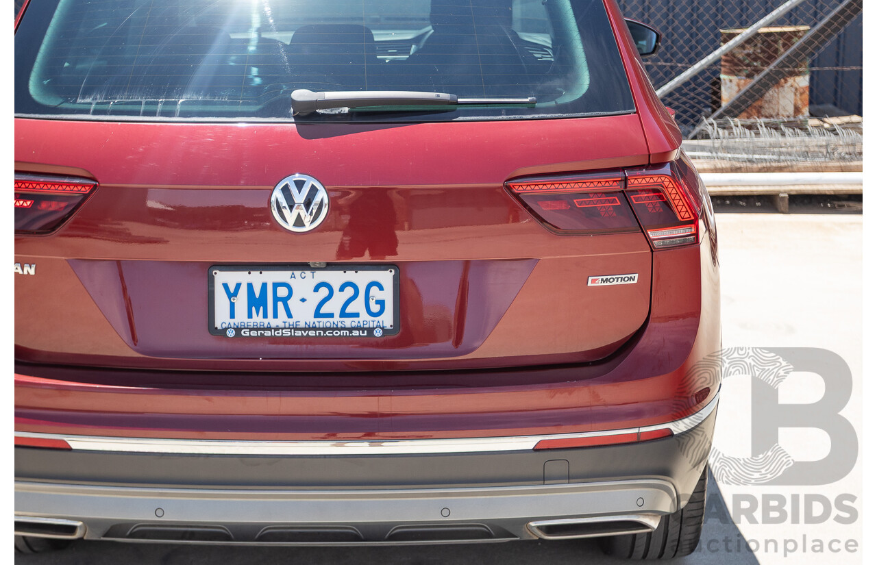1/2018 Volkswagen Tiguan 162 TSI Sportline (AWD) 5NA MY18 4D Wagon Ruby Red Metallic Turbo 2.0L