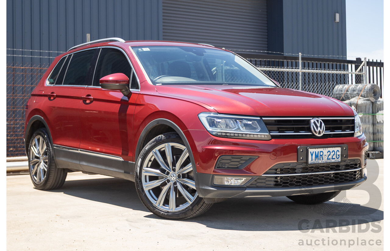 1/2018 Volkswagen Tiguan 162 TSI Sportline (AWD) 5NA MY18 4D Wagon Ruby Red Metallic Turbo 2.0L