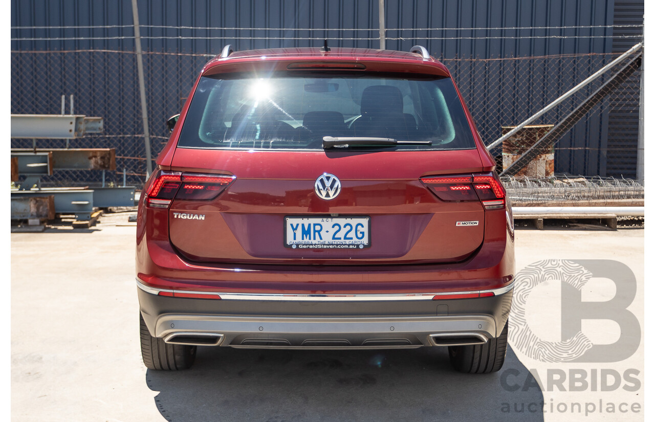 1/2018 Volkswagen Tiguan 162 TSI Sportline (AWD) 5NA MY18 4D Wagon Ruby Red Metallic Turbo 2.0L