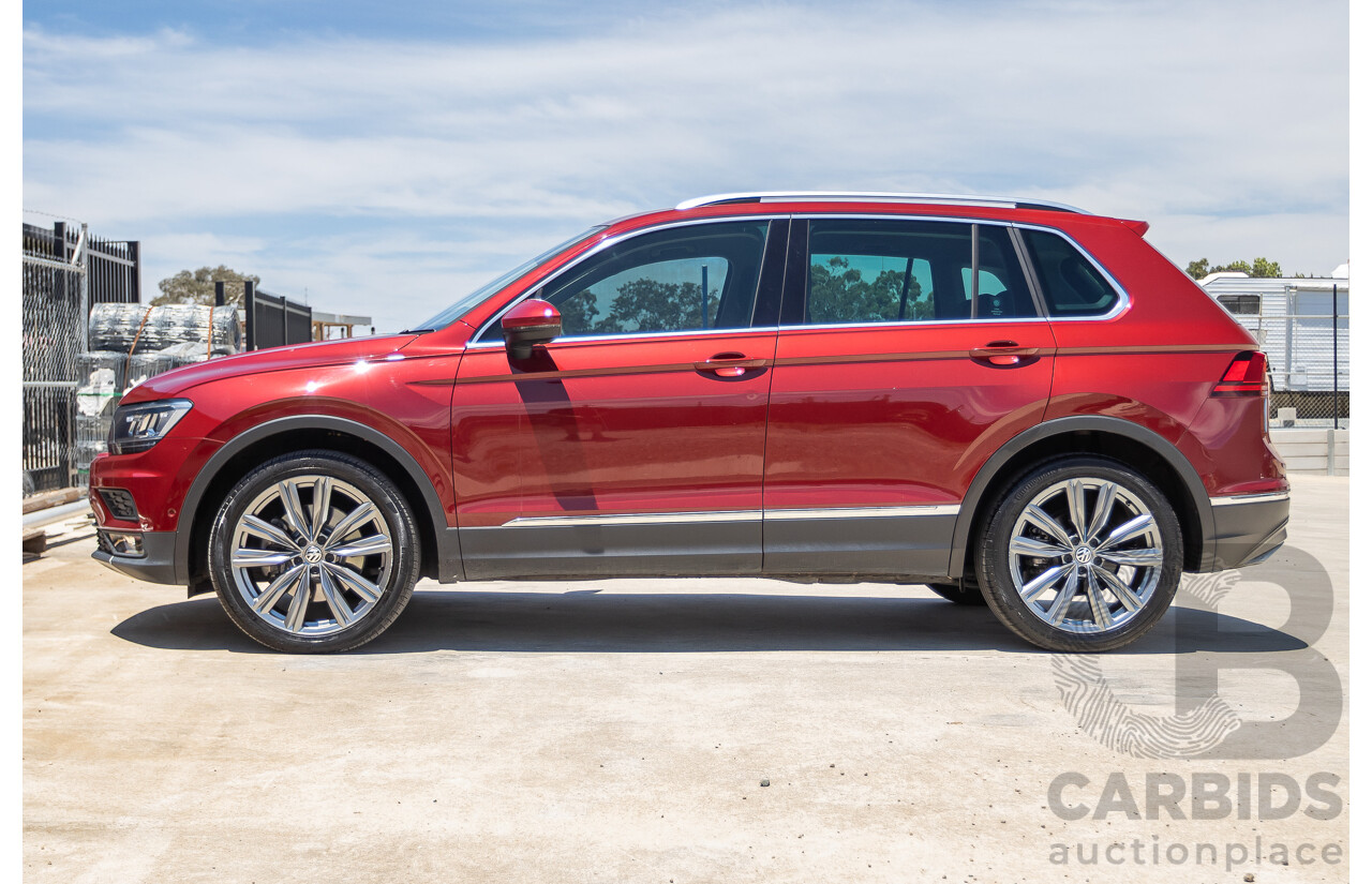 1/2018 Volkswagen Tiguan 162 TSI Sportline (AWD) 5NA MY18 4D Wagon Ruby Red Metallic Turbo 2.0L