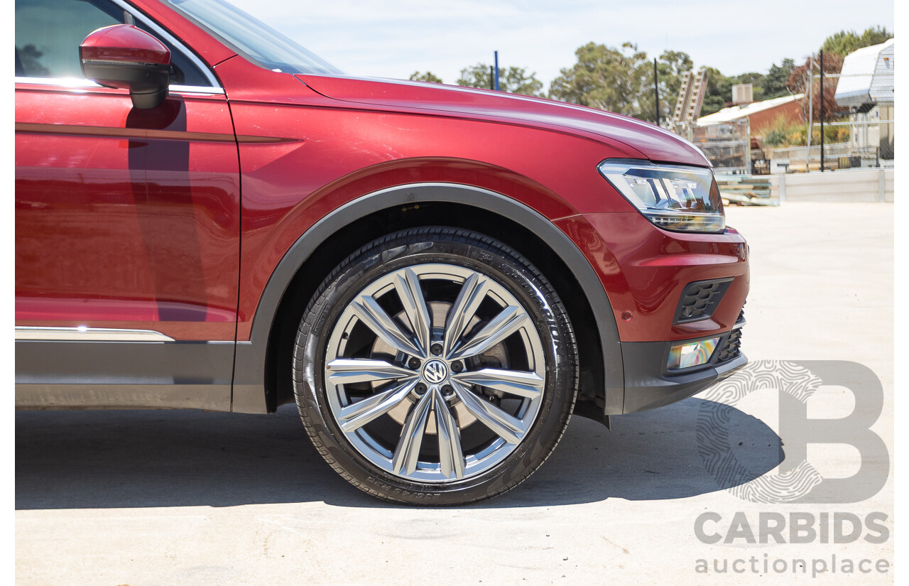1/2018 Volkswagen Tiguan 162 TSI Sportline (AWD) 5NA MY18 4D Wagon Ruby Red Metallic Turbo 2.0L