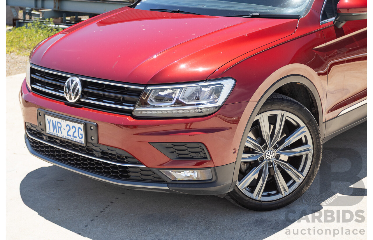 1/2018 Volkswagen Tiguan 162 TSI Sportline (AWD) 5NA MY18 4D Wagon Ruby Red Metallic Turbo 2.0L