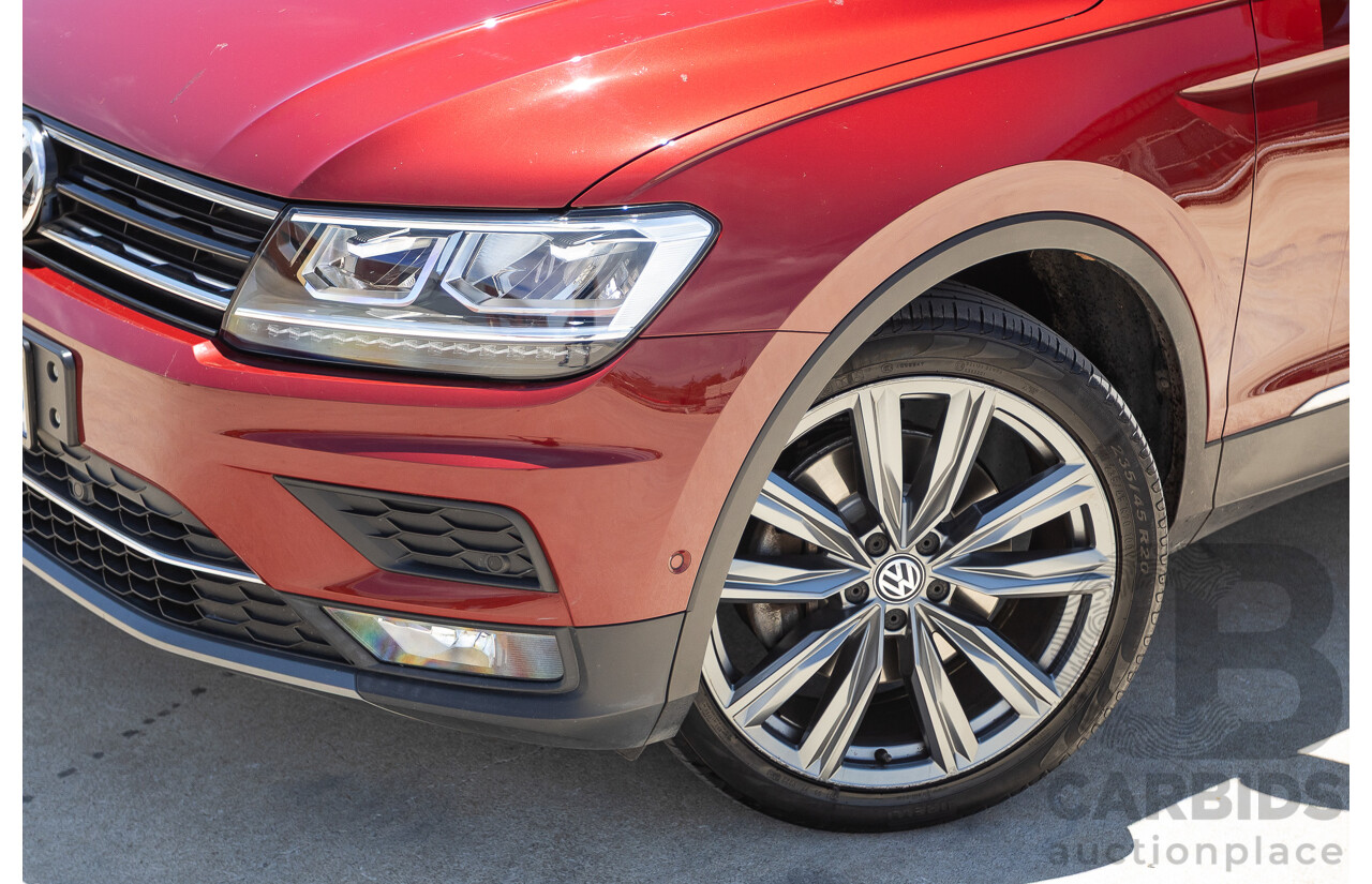 1/2018 Volkswagen Tiguan 162 TSI Sportline (AWD) 5NA MY18 4D Wagon Ruby Red Metallic Turbo 2.0L