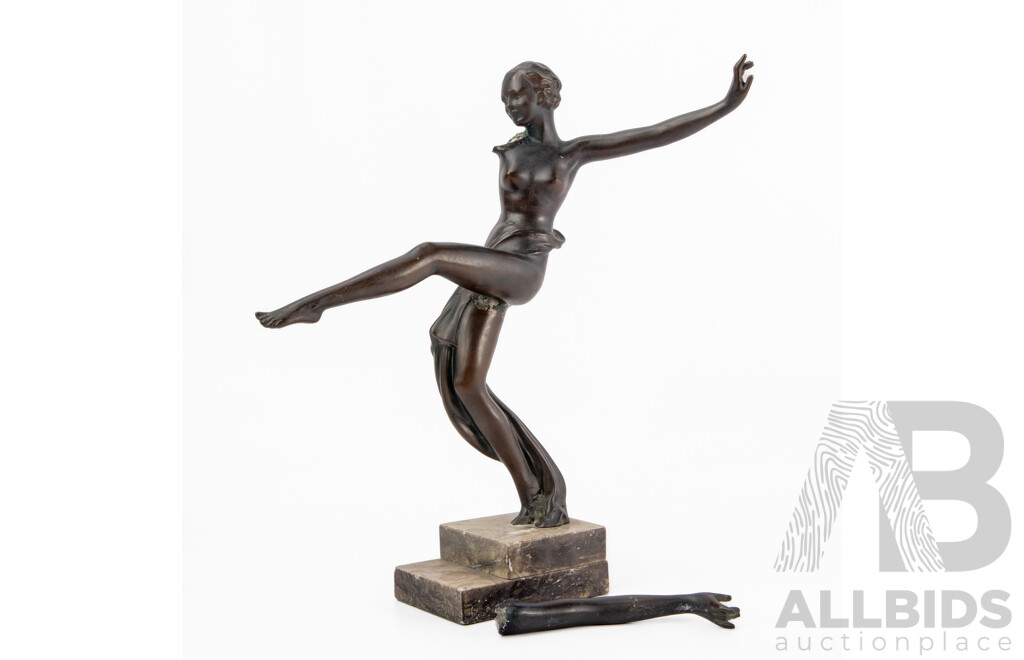After Peter Tereszczuk - Art Nouveau Style Bronze Dancer on Plinth Base