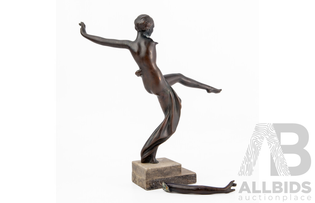 After Peter Tereszczuk - Art Nouveau Style Bronze Dancer on Plinth Base