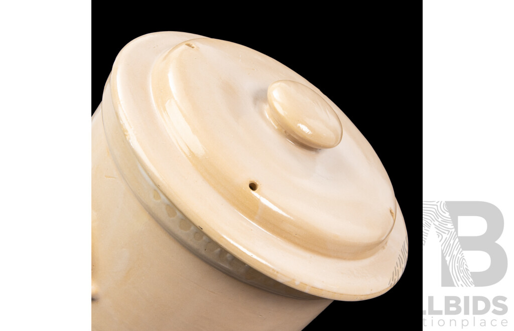 Vintage Lidded Ceramic Bread Crock