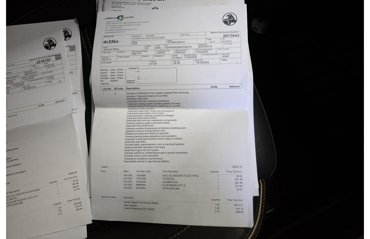 5/2019 Holden Acadia LTZ-V AC MY19 4D Wagon Summit White V6 3.6L - 7 seater