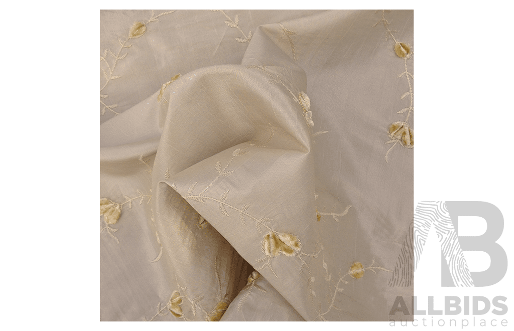 Cream Embroidery – Taffeta - Cotton Polyester - Width: 150cm - 43 Metres - RRP$45.00 per METRE