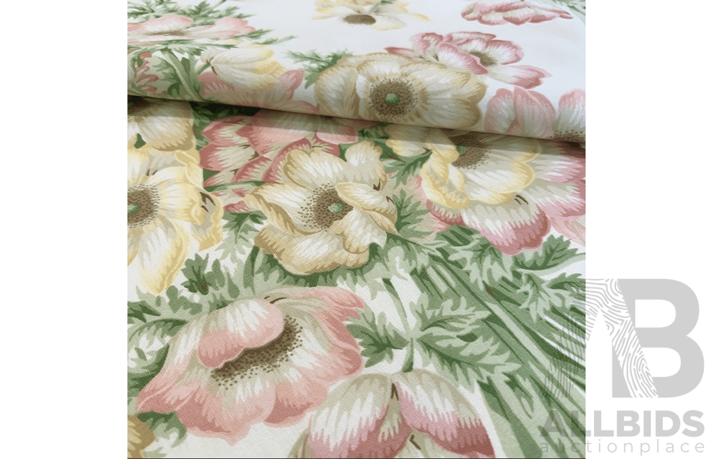 Sweet Bouquet – Cotton - Colour: Green, Pink, Yellow, Ivory, Beige - Width: 140cm - 47 Metres - RRP$38.40 per METRE