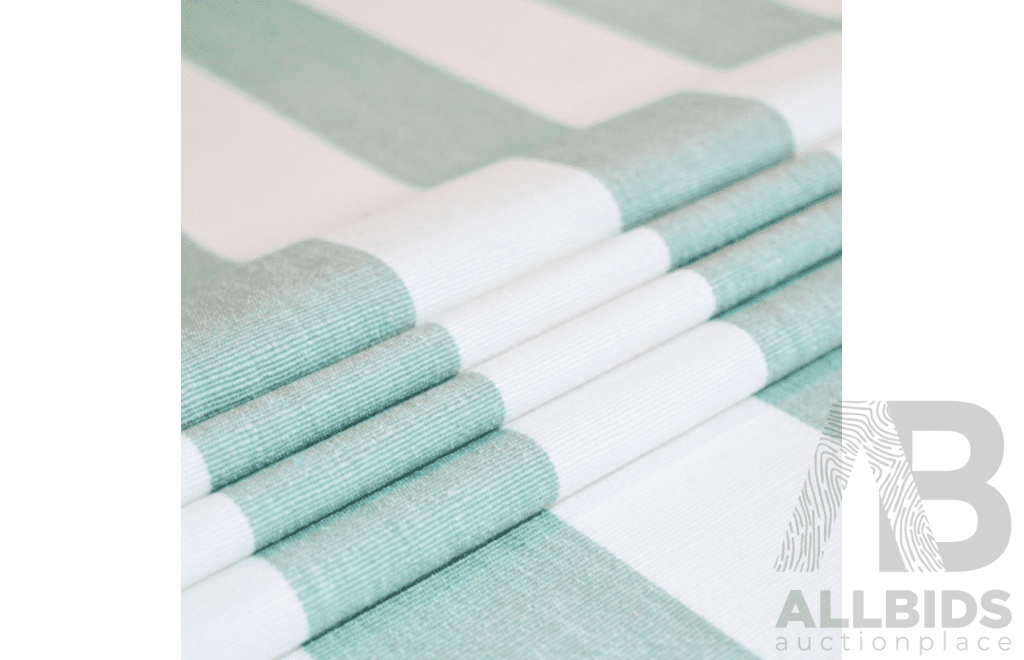 Seafoam – Striped Cotton Fabric - Width: 140cm - 19 Metres - RRP$42.00 per Metre
