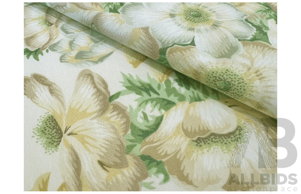 Neutral Bouquet – Cotton - Colour: Green, Yellow, Beige, Ivory - Width: 140cm - 45 Metres - RRP$38.40 per METRE