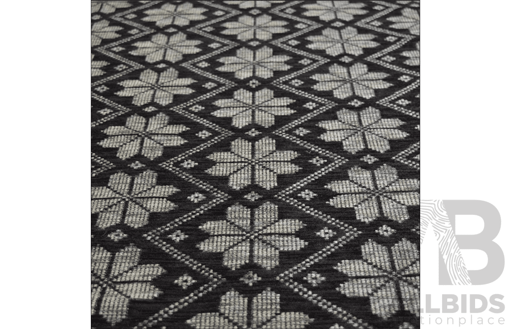 Black Snow Flakes – Chenille - Cotton/Polyester - Width: 145cm - 40 Metres - RRP$38.40 per Metre