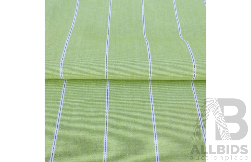Apple Green Pinstripe – Cotton - Width: 140 - 37 Metres - RRP$42.00 per Metre