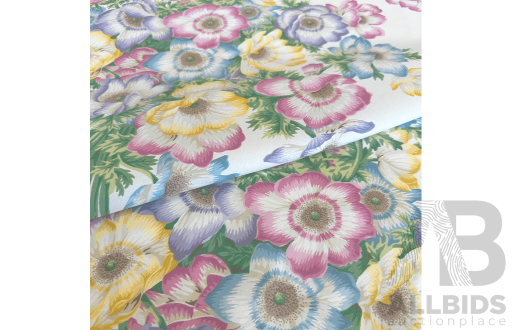Summer Bouquet – Cotton - Colour: Pink, Green, Blue, Mauve, Yellow, Beige, Ivory - Width: 140cm - 66 Metres - RRP$38.40 per METRE