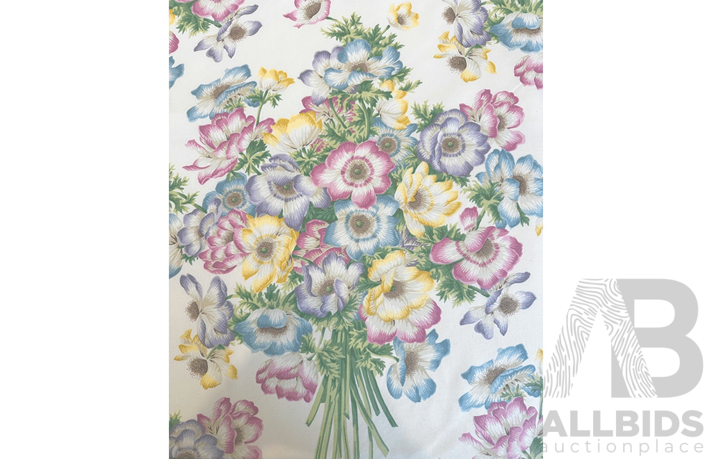 Summer Bouquet – Cotton - Colour: Pink, Green, Blue, Mauve, Yellow, Beige, Ivory - Width: 140cm - 66 Metres - RRP$38.40 per METRE