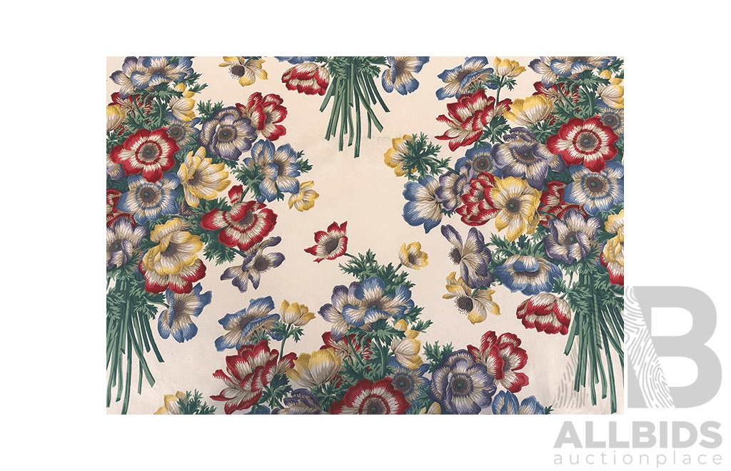 English Bouquet – Cotton - Colour: Green, Red, Purple, Blue, Yellow, Ivory - Width: 140cm - 58 Metres - RRP$38.40 per METRE