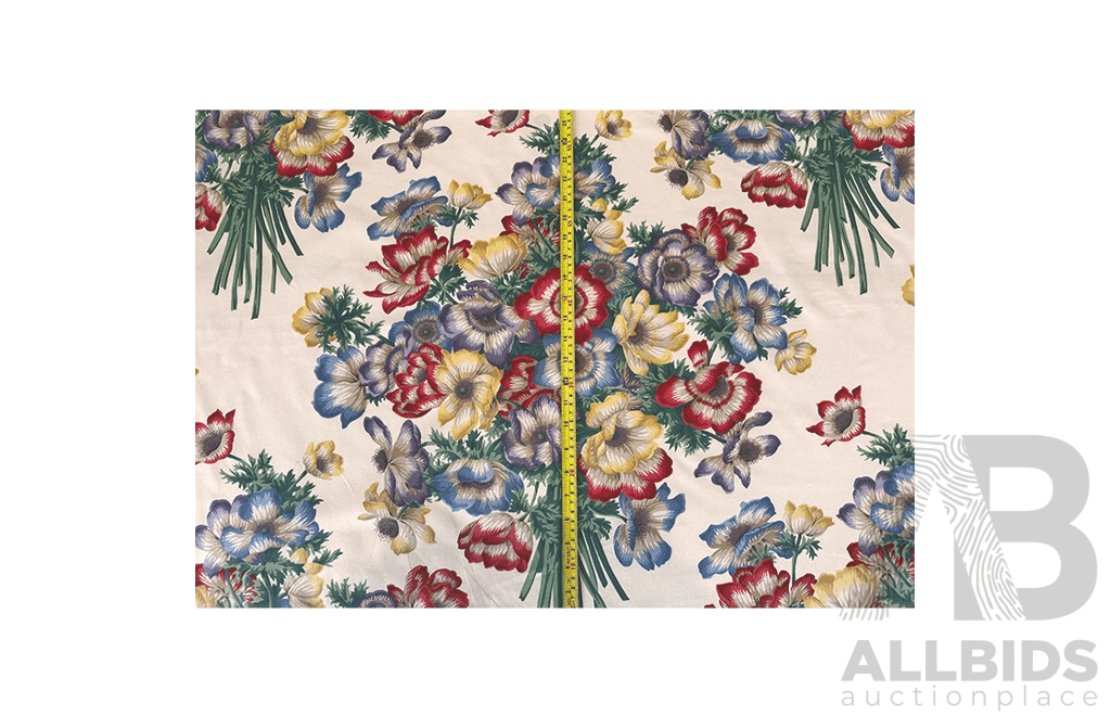 English Bouquet – Cotton - Colour: Green, Red, Purple, Blue, Yellow, Ivory - Width: 140cm - 58 Metres - RRP$38.40 per METRE