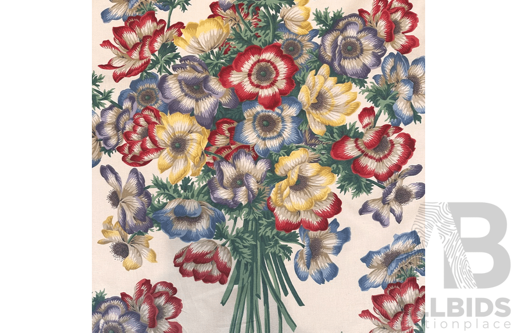 English Bouquet – Cotton - Colour: Green, Red, Purple, Blue, Yellow, Ivory - Width: 140cm - 58 Metres - RRP$38.40 per METRE