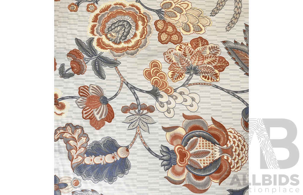 Coral Floral – Polished Cotton - Colour: Blue, Grey, Dusty Pink, Yellow, Light Orange, Light Green, White - Width: 140cm - 39 Metres - RRP$65.00 per METRE