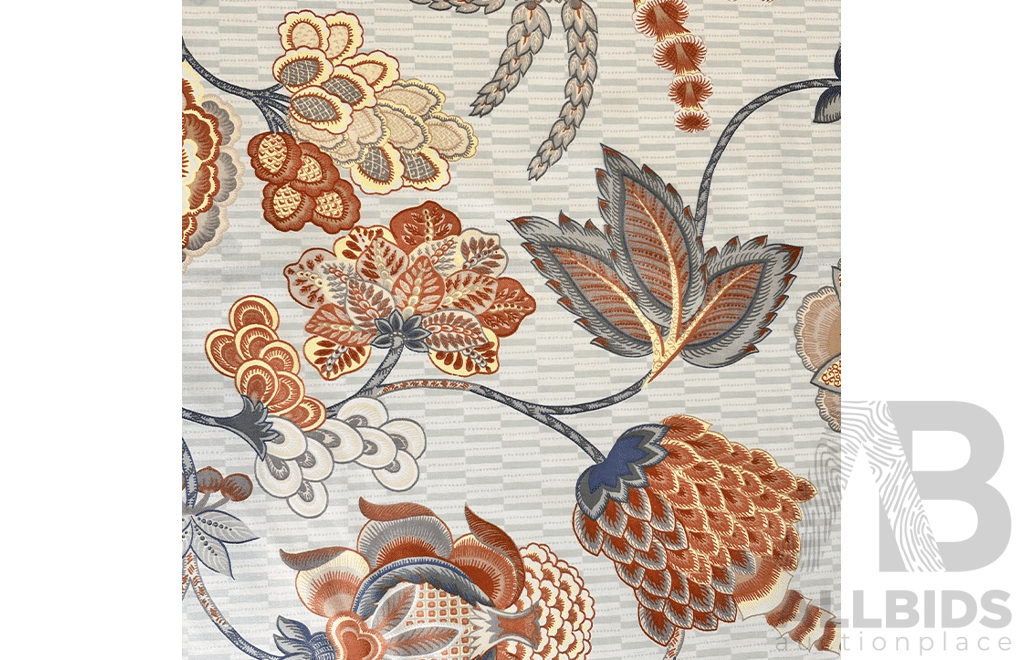 Coral Floral – Polished Cotton - Colour: Blue, Grey, Dusty Pink, Yellow, Light Orange, Light Green, White - Width: 140cm - 39 Metres - RRP$65.00 per METRE