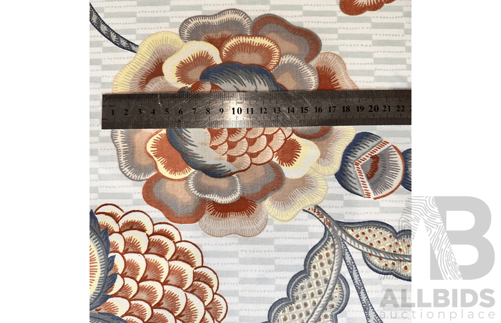 Coral Floral – Polished Cotton - Colour: Blue, Grey, Dusty Pink, Yellow, Light Orange, Light Green, White - Width: 140cm - 39 Metres - RRP$65.00 per METRE