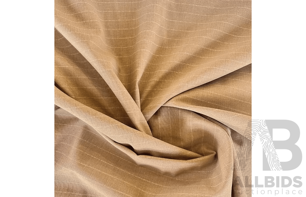 Camel Pinstripe – Cotton - Colour: Camel, Beige - Width: 140cm - 46 Metres - RRP$77.00 per METRE