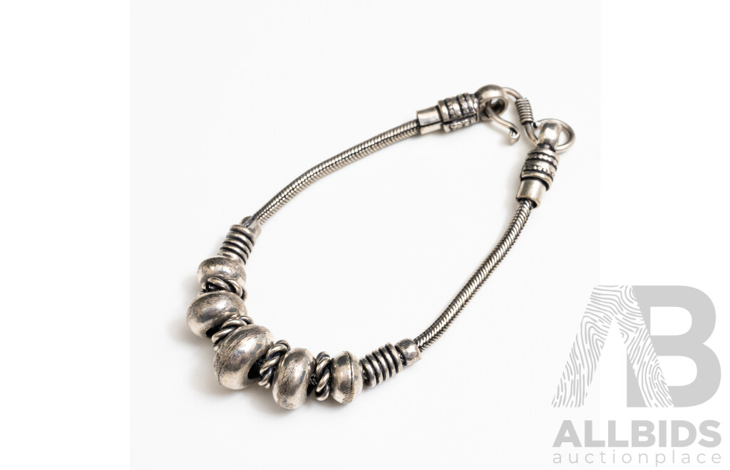 925/18ct Yellow Gold Opal Ring and Vintage Silver Tone Bracelet - Lot of 2