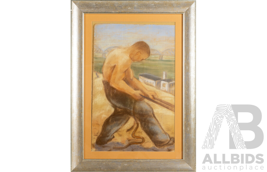 Artur Lakatos, Untitled Portrait, 58cm X 37cm Pastel on Paper, Framed 67cm X 56cm