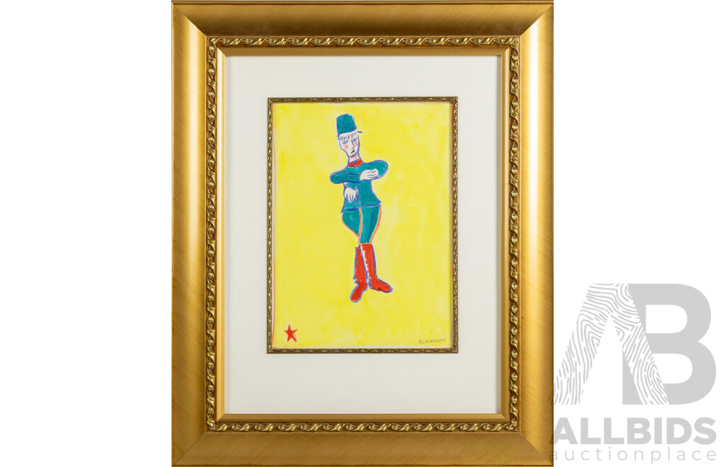Charles Blackman, 'Untitled - Figure in Military Uniform', Watercolour on Paper, Signed Lower Left