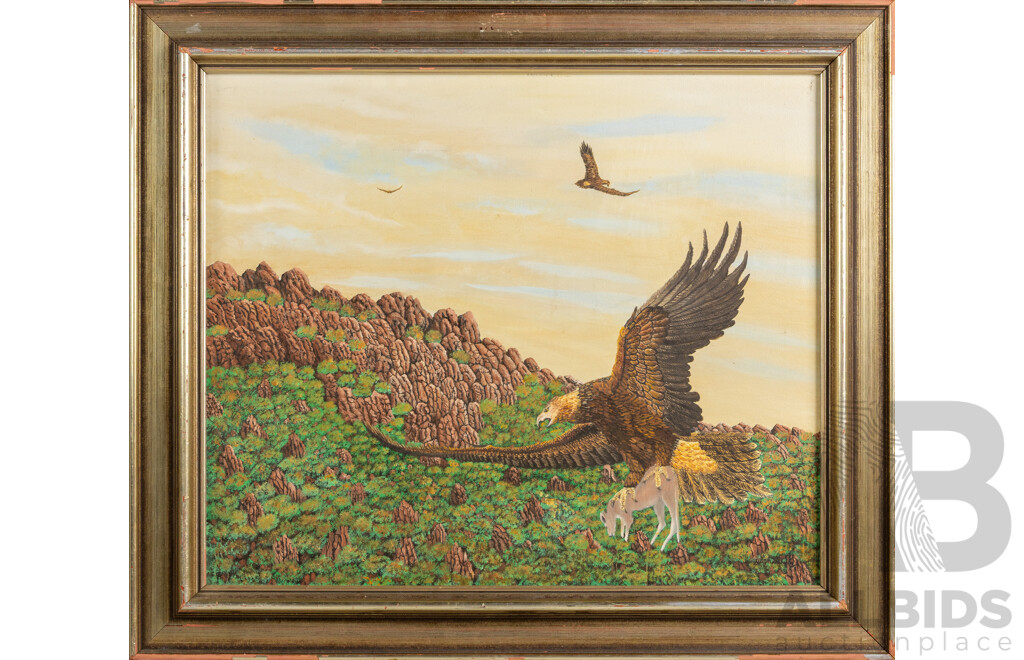 Hugh Schulz, Wedge Tailed Eagle, 50cm x 59cm Oil on Canvas