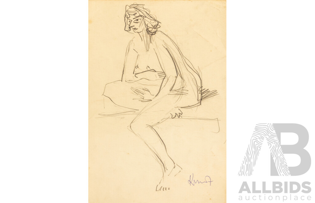 Michael Kmit, Three Seated Female Nudes, Each 30cm X 21cm, Pencil on Paper