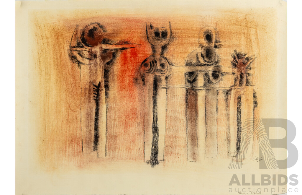 Cecil Skotnes, Totems, 1968, 60cm X 40cm, Pastel on Paper
