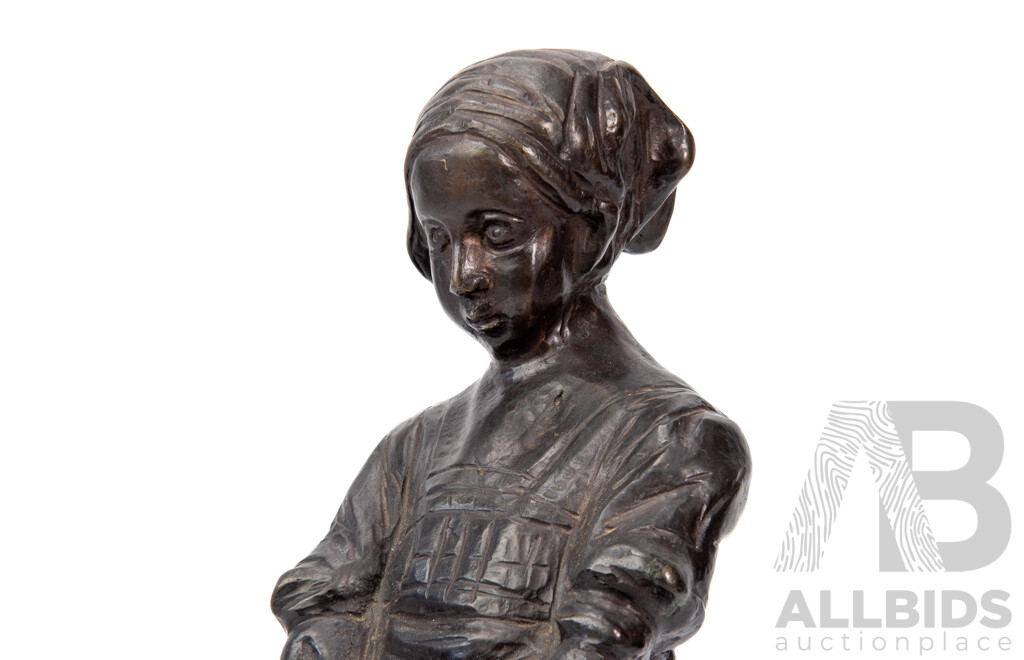 Emilio Elia Sala, the Washerwoman (Lavandaia), 31cm X 17cm X 17cm, Bronze Sculpture