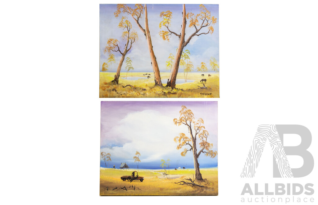 Leon Noe, Two Untitled Works, Mixed Media