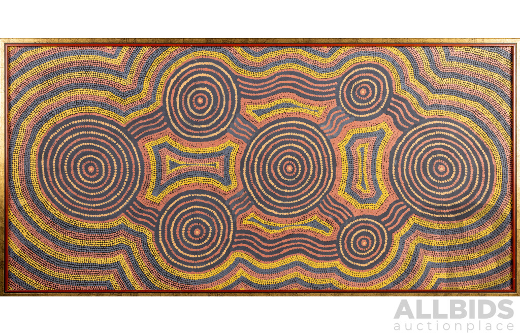 Turkey Tolson Tjupurrula, Tingari Cycle, 1990, 112cm x 55cm Acrylic on Linen
