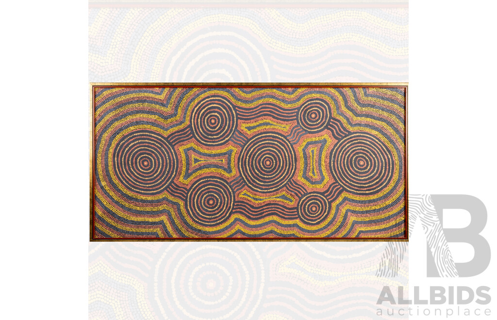 Turkey Tolson Tjupurrula, Tingari Cycle, 1990, 112cm x 55cm Acrylic on Linen