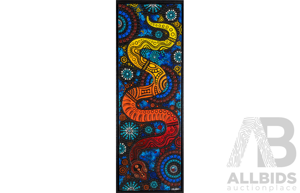 Chern'ee Sutton, Yaruwala Kuntarra, 2017, 40cm X 121cm, Acrylic on Canvas, Gallery COA