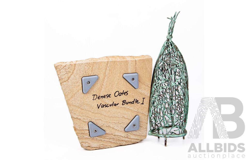 Denese Oates, Vascular Bundle I, 2006, Patinated Copper on Sandstone Base