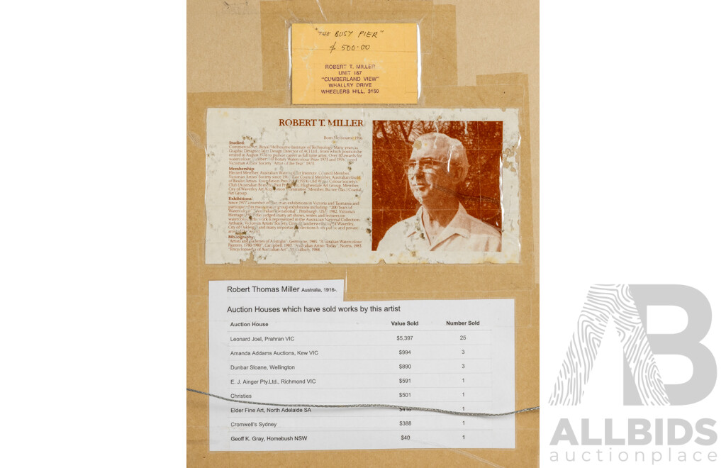 Robert T. Miller, the Busy Pier, 43cm X 54cm, Watercolour, Signed Lower Right