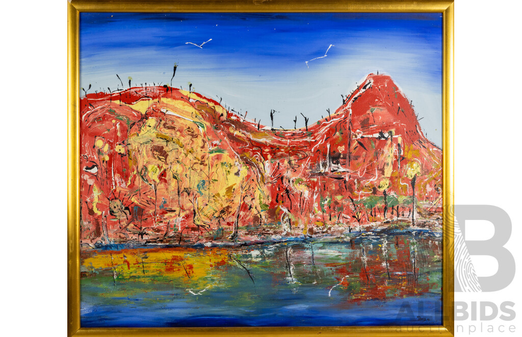 Mark Davis, (20th Century, Australian, 1955-), Abstract Landscape (1991), Original Oil on Canvas, 101 x 88 cm (frame)