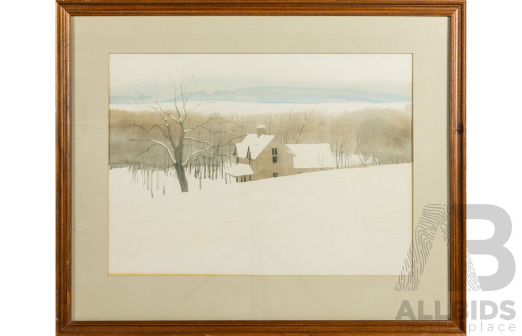 Xavier Ironside, Home in Winter, 1981, 34cm X 47cm, Watercolour