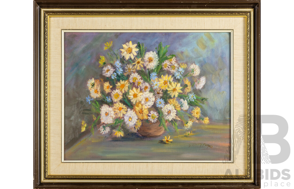 Dorothy Stacey Payne (20th Century, Australian), Autumn Bouquet, Original Vintage Oil on Canvas Board, 50H x 60W cm (frame)