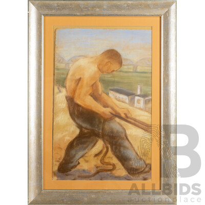 Artur Lakatos, Untitled Portrait, 58cm X 37cm Pastel on Paper, Framed 67cm X 56cm