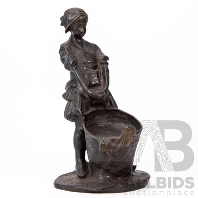 Emilio Elia Sala, the Washerwoman (Lavandaia), 31cm X 17cm X 17cm, Bronze Sculpture