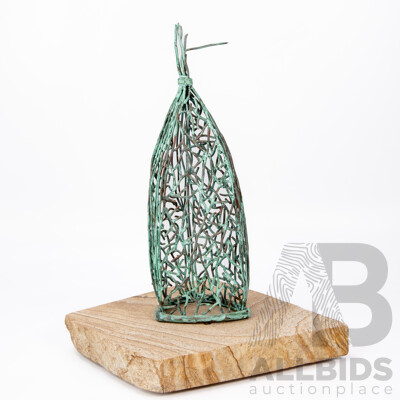 Denese Oates, Vascular Bundle I, 2006, Patinated Copper on Sandstone Base