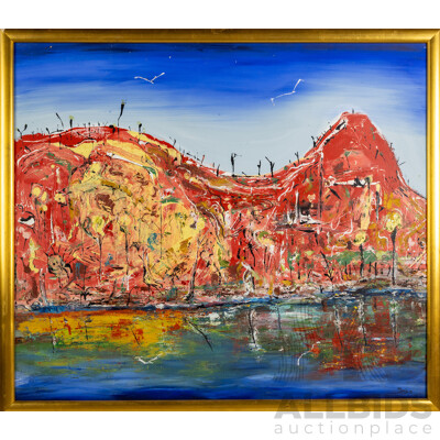 Mark Davis, (20th Century, Australian, 1955-), Abstract Landscape (1991), Original Oil on Canvas, 101 x 88 cm (frame)