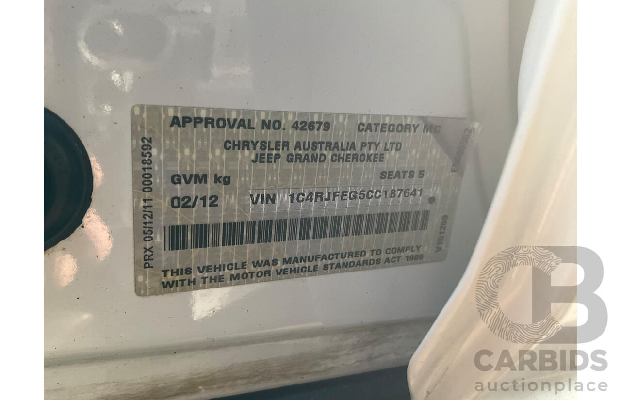 2/2012 Jeep Grand Cherokee Laredo (4x4) WK 4d Wagon Bright White V6 3.6L